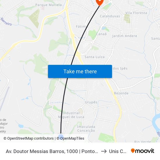 Av. Doutor Messias Barros, 1000 | Ponto Final Da Linha 19 No Imaculada to Unis Campus 1 map