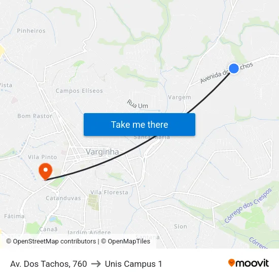 Av. Dos Tachos, 760 to Unis Campus 1 map