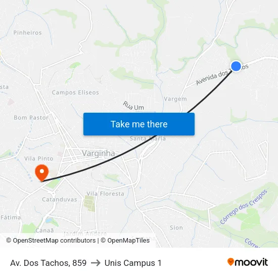 Av. Dos Tachos, 859 to Unis Campus 1 map