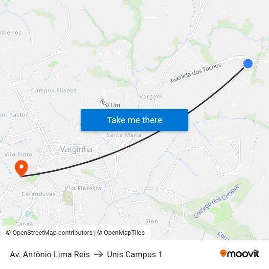 Av. Antônio Lima Reis to Unis Campus 1 map