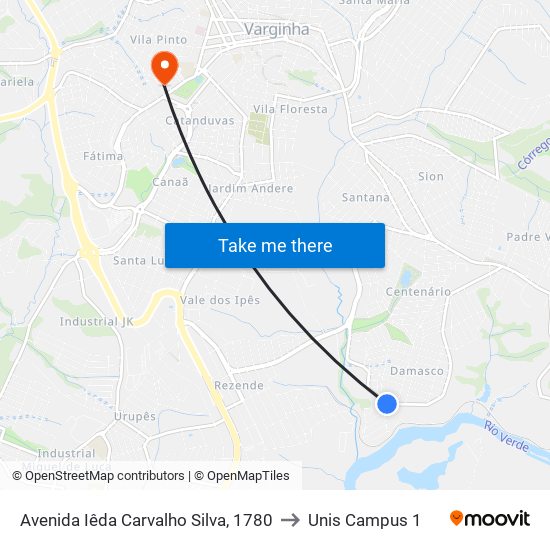 Avenida Iêda Carvalho Silva, 1780 to Unis Campus 1 map