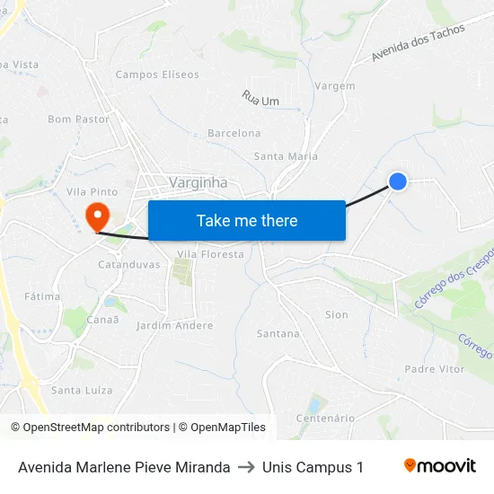 Avenida Marlene Pieve Miranda to Unis Campus 1 map