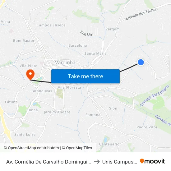Av. Cornélia De Carvalho Dominguito to Unis Campus 1 map