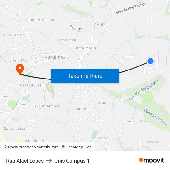 Rua Alael Lopes to Unis Campus 1 map