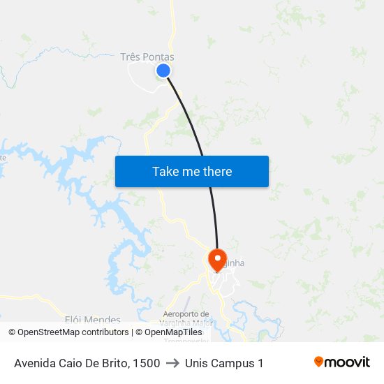 Avenida Caio De Brito, 1500 to Unis Campus 1 map