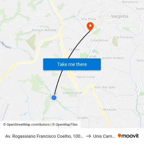 Av. Rogassiano Francisco Coelho, 1000 | Abatedouro to Unis Campus 1 map