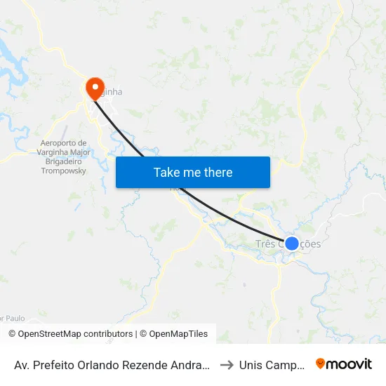 Av. Prefeito Orlando Rezende Andrade, 947 to Unis Campus 1 map