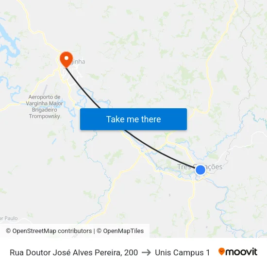 Rua Doutor José Alves Pereira, 200 to Unis Campus 1 map