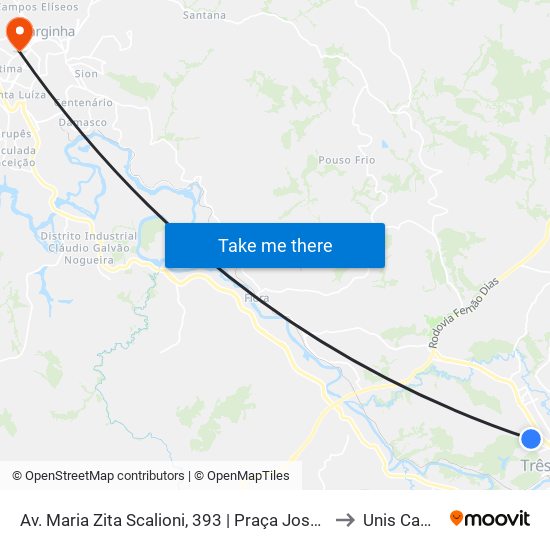 Av. Maria Zita Scalioni, 393 | Praça José Feliciano Nogueira to Unis Campus 1 map