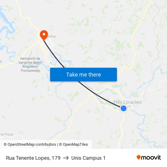 Rua Tenente Lopes, 179 to Unis Campus 1 map