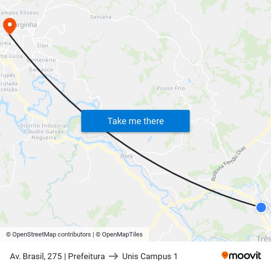 Av. Brasil, 275 | Prefeitura to Unis Campus 1 map