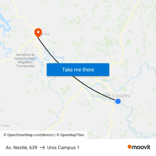 Av. Nestlé, 639 to Unis Campus 1 map