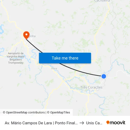 Av. Mário Campos De Lara | Ponto Final Da Colônia Santa Fé to Unis Campus 1 map