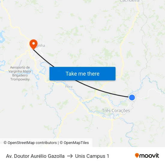 Av. Doutor Aurélio Gazolla | Enfermaria to Unis Campus 1 map