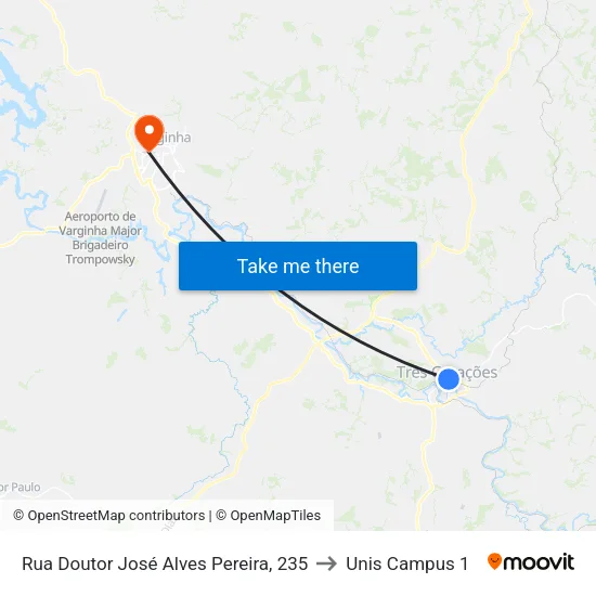 Rua Doutor José Alves Pereira, 235 to Unis Campus 1 map