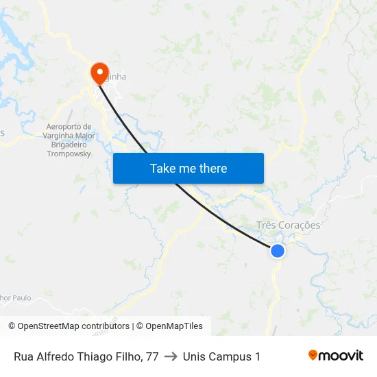 Rua Alfredo Thiago Filho, 77 to Unis Campus 1 map