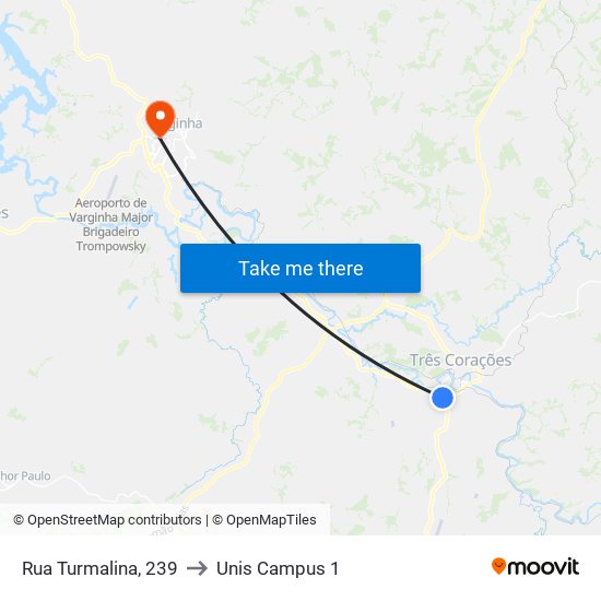 Rua Turmalina, 239 to Unis Campus 1 map