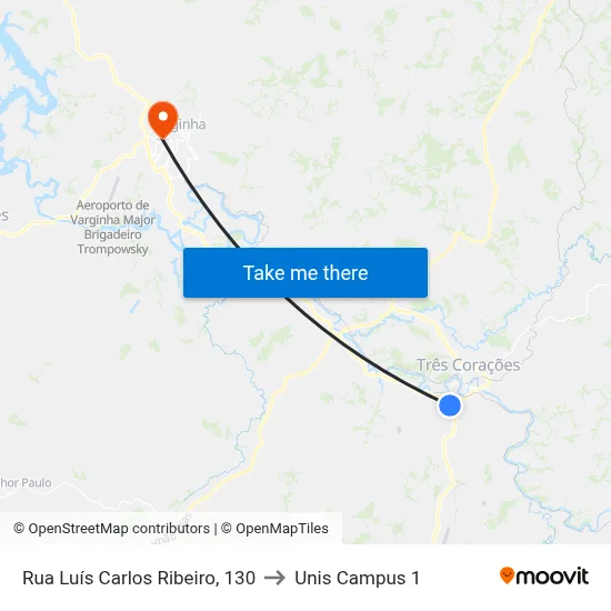 Rua Luís Carlos Ribeiro, 130 to Unis Campus 1 map
