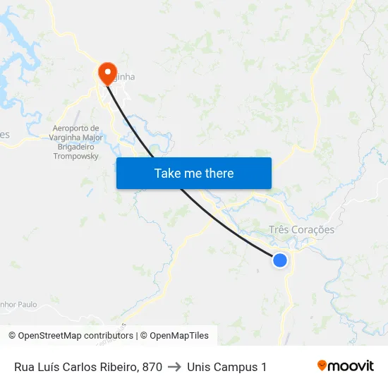 Rua Luís Carlos Ribeiro, 870 to Unis Campus 1 map