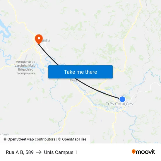 Rua A B, 589 to Unis Campus 1 map