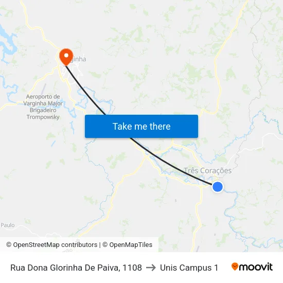Rua Dona Glorinha De Paiva, 1108 to Unis Campus 1 map
