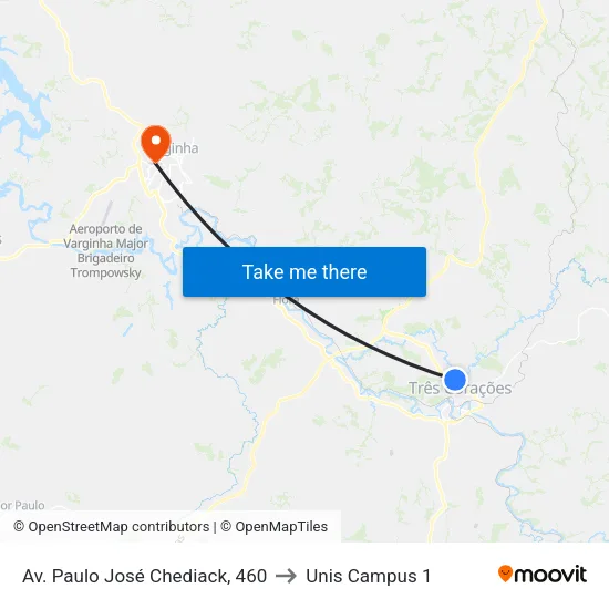 Av. Paulo José Chediack, 460 to Unis Campus 1 map