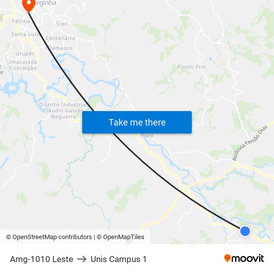 Amg-1010 Leste to Unis Campus 1 map