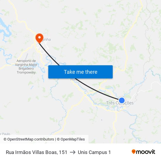 Rua Irmãos Villas Boas, 151 to Unis Campus 1 map