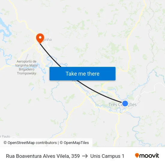 Rua Boaventura Alves Vilela, 359 to Unis Campus 1 map