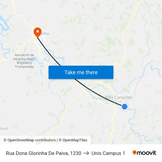 Rua Dona Glorinha De Paiva, 1230 to Unis Campus 1 map