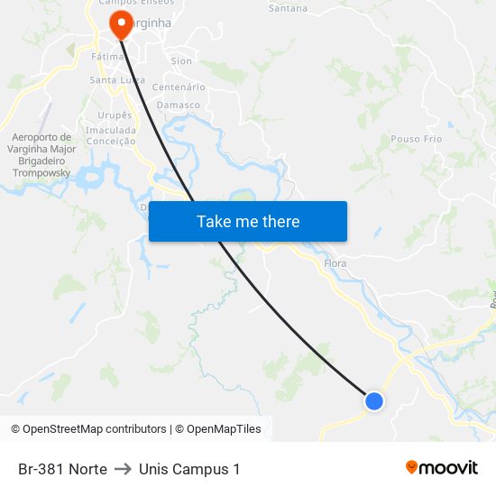 Br-381 Norte to Unis Campus 1 map