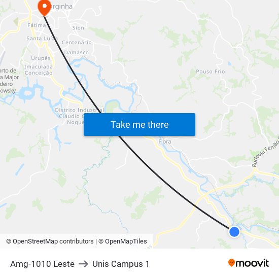 Amg-1010 Leste to Unis Campus 1 map