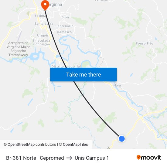 Br-381 Norte | Cepromed to Unis Campus 1 map