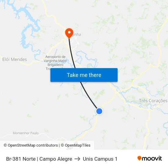 Br-381 Norte | Campo Alegre to Unis Campus 1 map