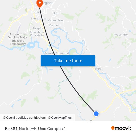 Br-381 Norte to Unis Campus 1 map