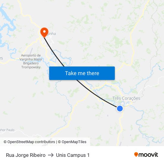 Rua Jorge Ribeiro to Unis Campus 1 map