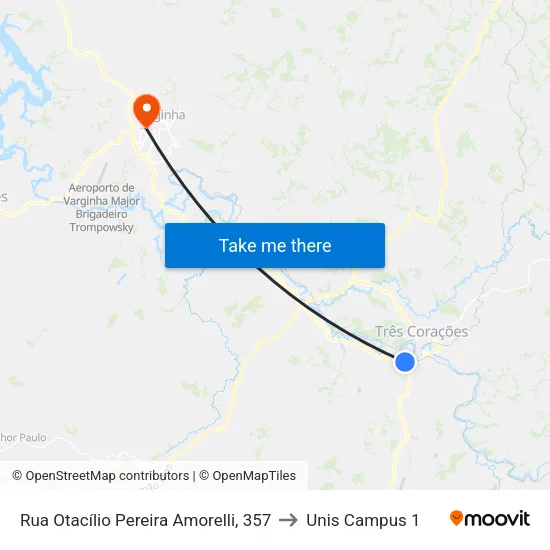 Rua Otacílio Pereira Amorelli, 357 to Unis Campus 1 map