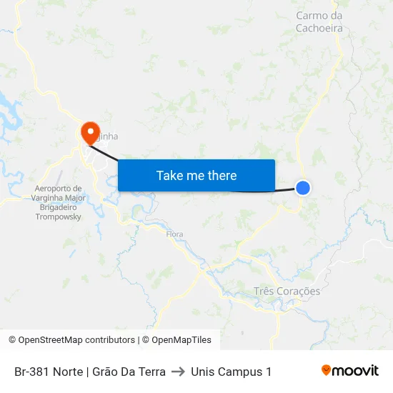 Br-381 Norte | Grão Da Terra to Unis Campus 1 map
