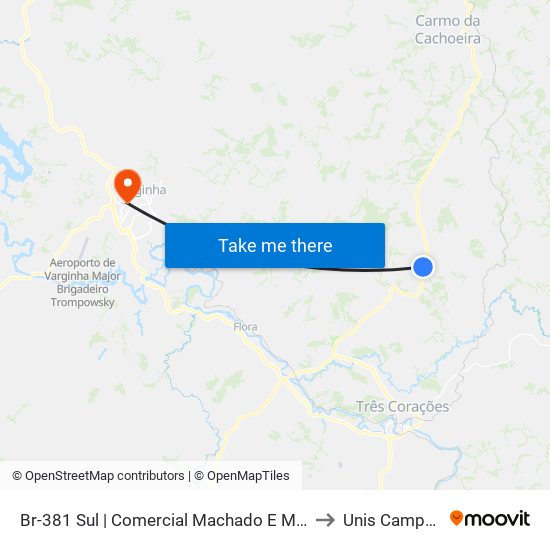 Br-381 Sul | Comercial Machado E Machado to Unis Campus 1 map