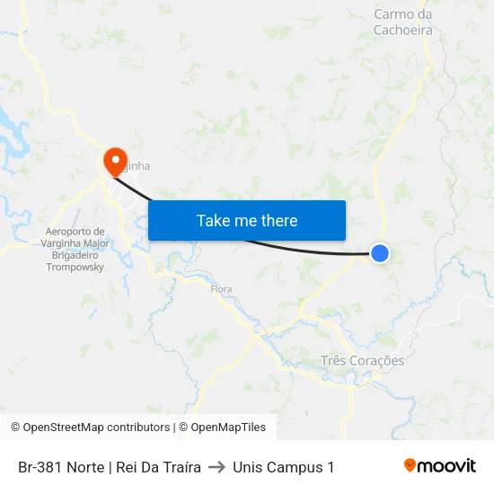 Br-381 Norte | Rei Da Traíra to Unis Campus 1 map