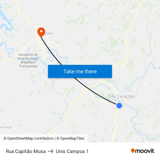 Rua Capitão Musa to Unis Campus 1 map