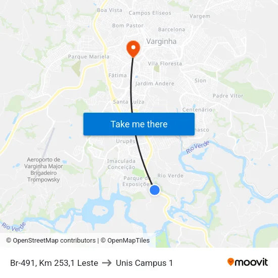 Br-491, Km 253,1 Leste to Unis Campus 1 map