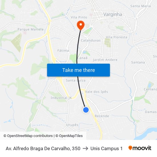 Av. Alfredo Braga De Carvalho, 350 to Unis Campus 1 map