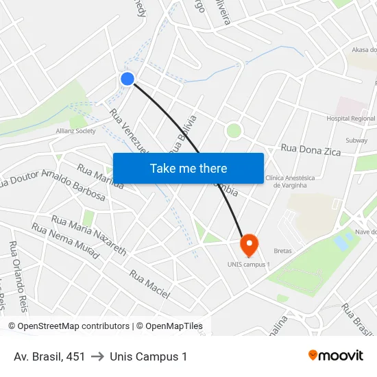Av. Brasil, 451 to Unis Campus 1 map