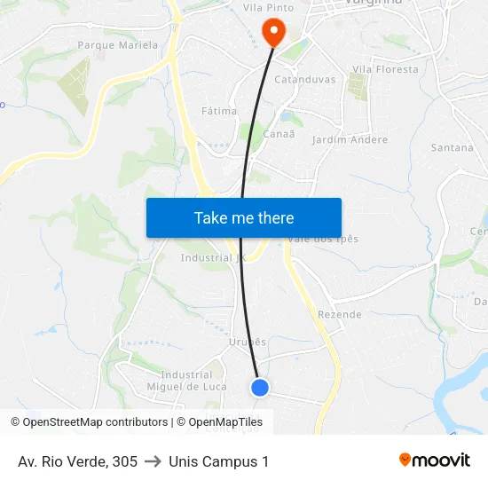 Av. Rio Verde, 305 to Unis Campus 1 map