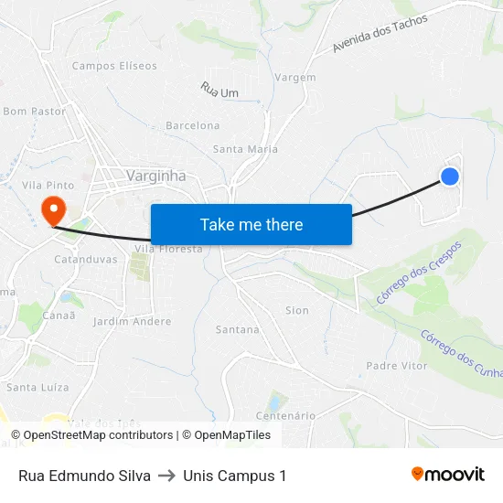 Rua Edmundo Silva to Unis Campus 1 map