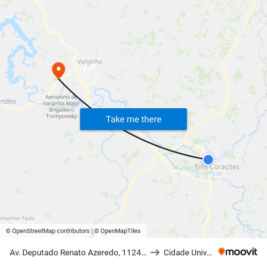 Av. Deputado Renato Azeredo, 1124 | Cive/Bombeiros to Cidade Universitária map