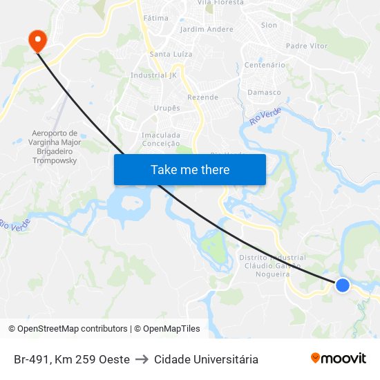 Br-491, Km 259 Oeste to Cidade Universitária map