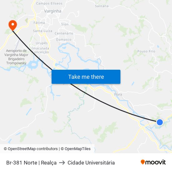 Br-381 Norte | Realça to Cidade Universitária map