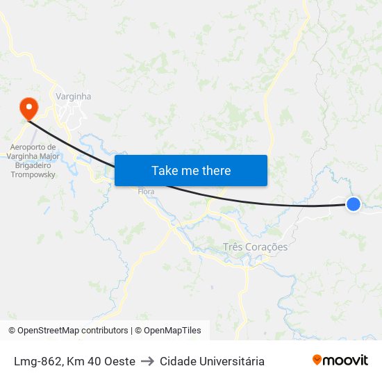 Lmg-862, Km 40 Oeste to Cidade Universitária map